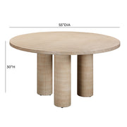 Patti 55" Textured Faux Travertine Indoor / Outdoor Round Dining Table