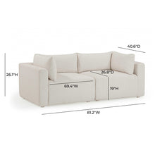 Hangover 81" Cream Performance Fabric Outdoor Modular Loveseat