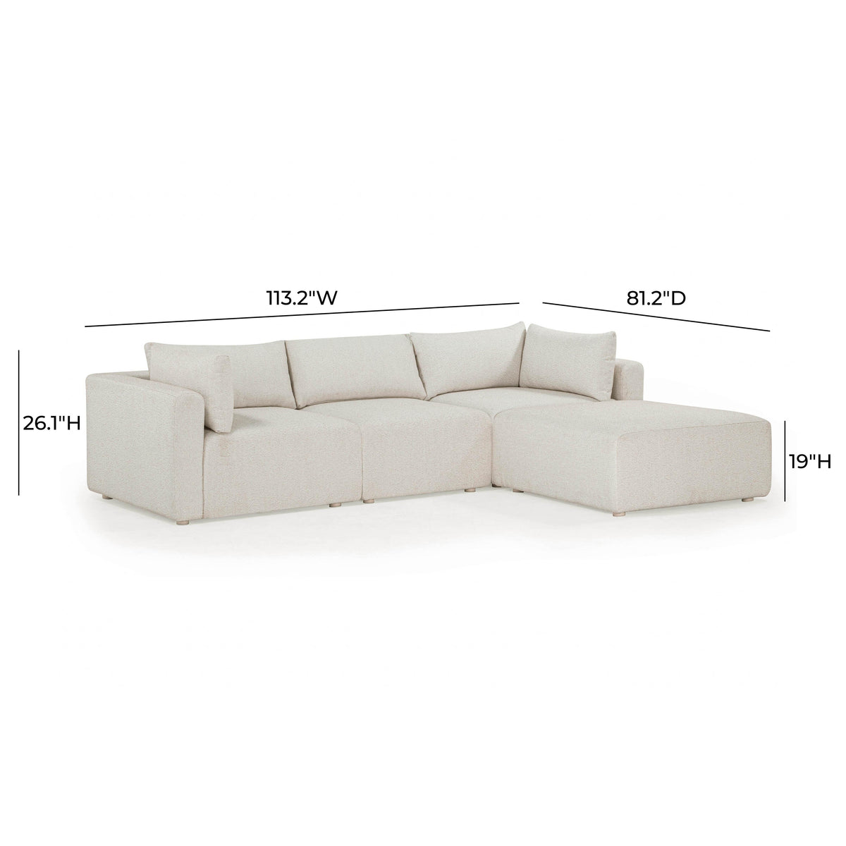 Hangover 4-Piece Cream Performance Fabric Outdoor Modular Sectional