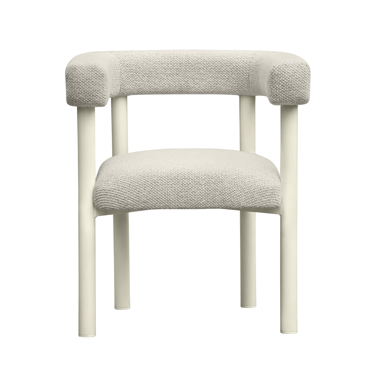 Jackie Cream Textured Contract-Grade Fabric Outdoor Dining Chair