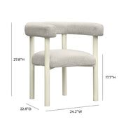 Jackie Cream Textured Contract-Grade Fabric Outdoor Dining Chair