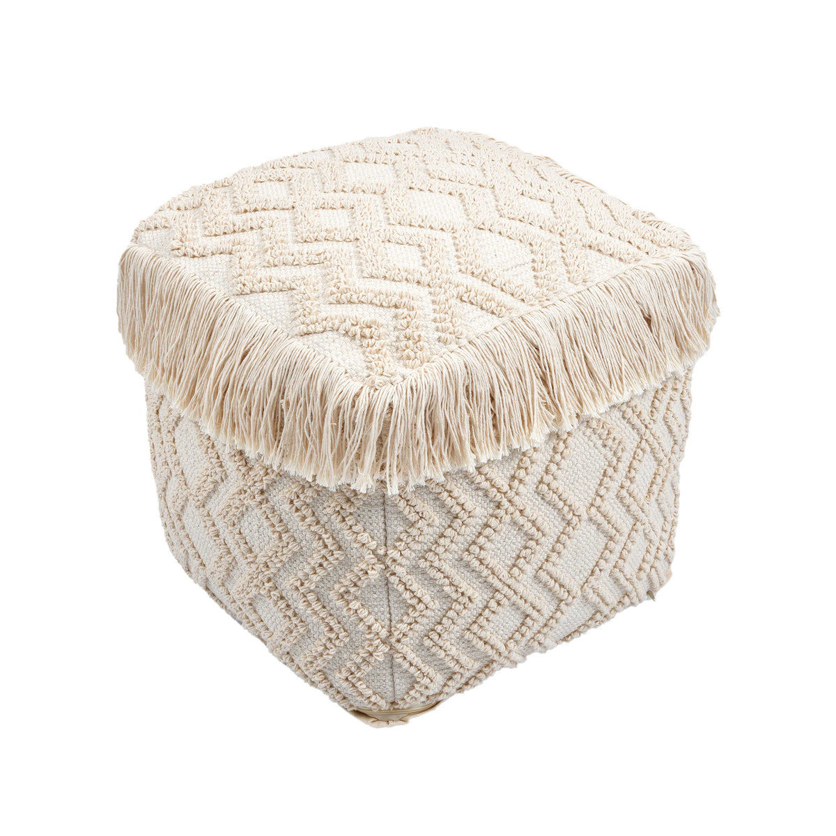 Inca Cream Cotton Pouf