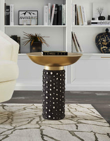 Blaze Glass and Brass Side Table