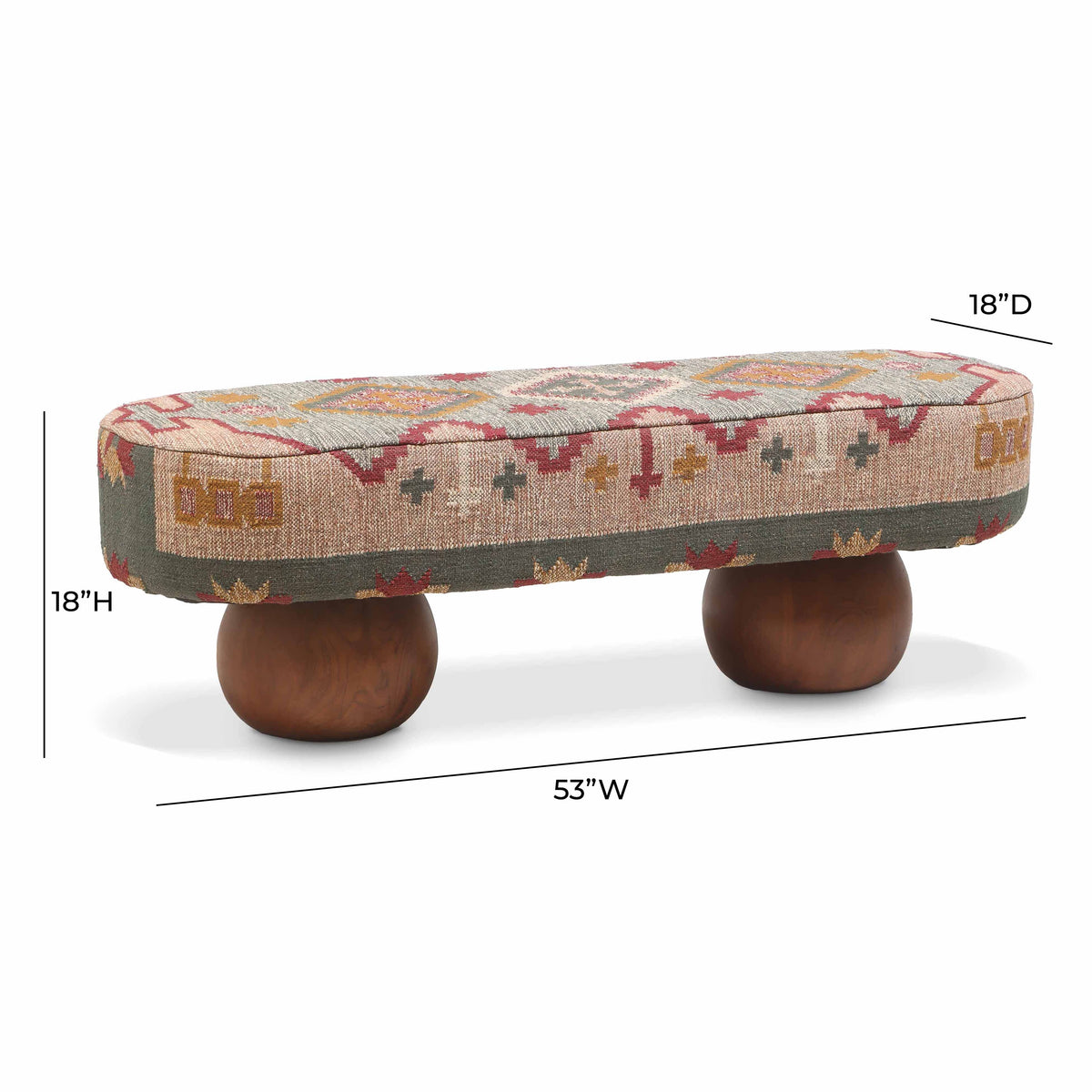 Rizi 53" Textured Wool Upholstered Bench