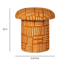 Lucy Rust Orange Tribal Print Mushroom Accent Stool