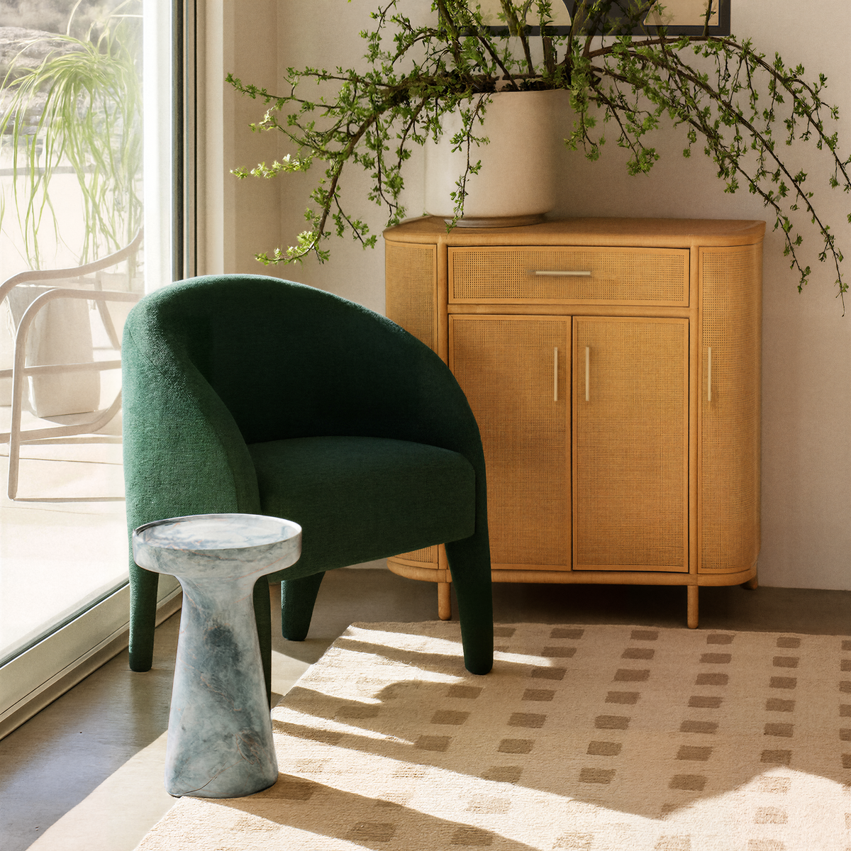 Tarot Natural Rattan Bar Cabinet