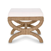 Kappa Cream Contract-Grade Fabric and Natural Seagrass Accent Stool