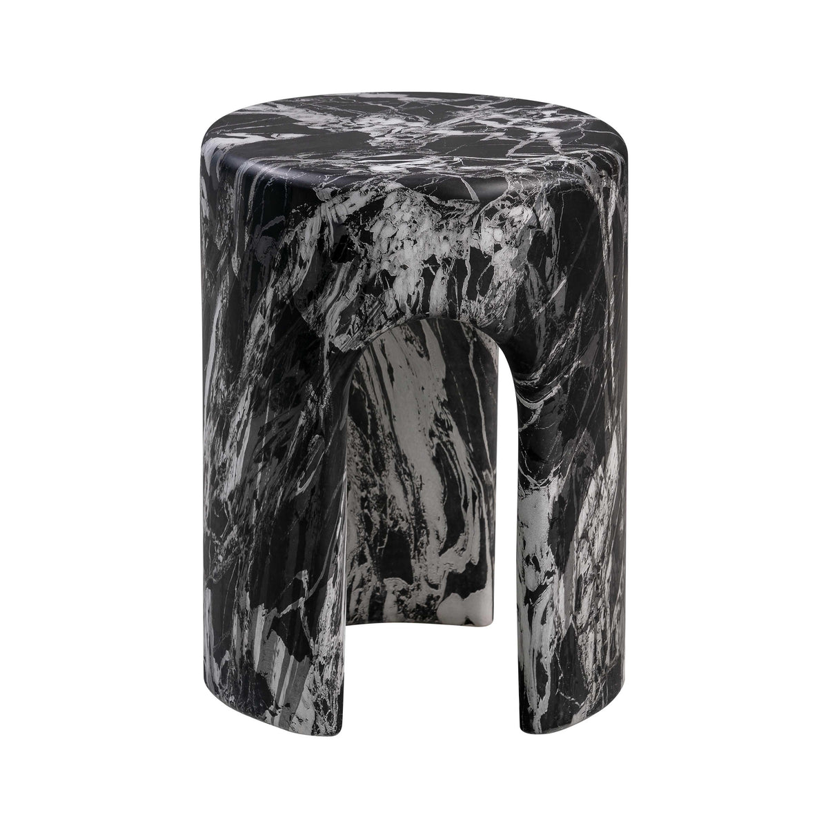 Marisol Black Faux Marble Side Table