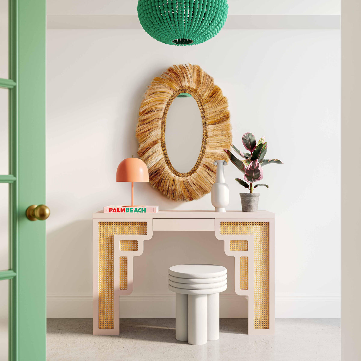 Suzie 45" Rattan Console Table
