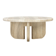 Patrizia 36" Faux Travertine Concrete Indoor / Outdoor Round Coffee Table