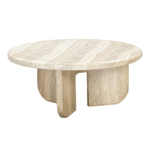 Patrizia 36" Faux Travertine Concrete Indoor / Outdoor Round Coffee Table