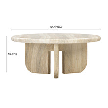 Patrizia 36" Faux Travertine Concrete Indoor / Outdoor Round Coffee Table