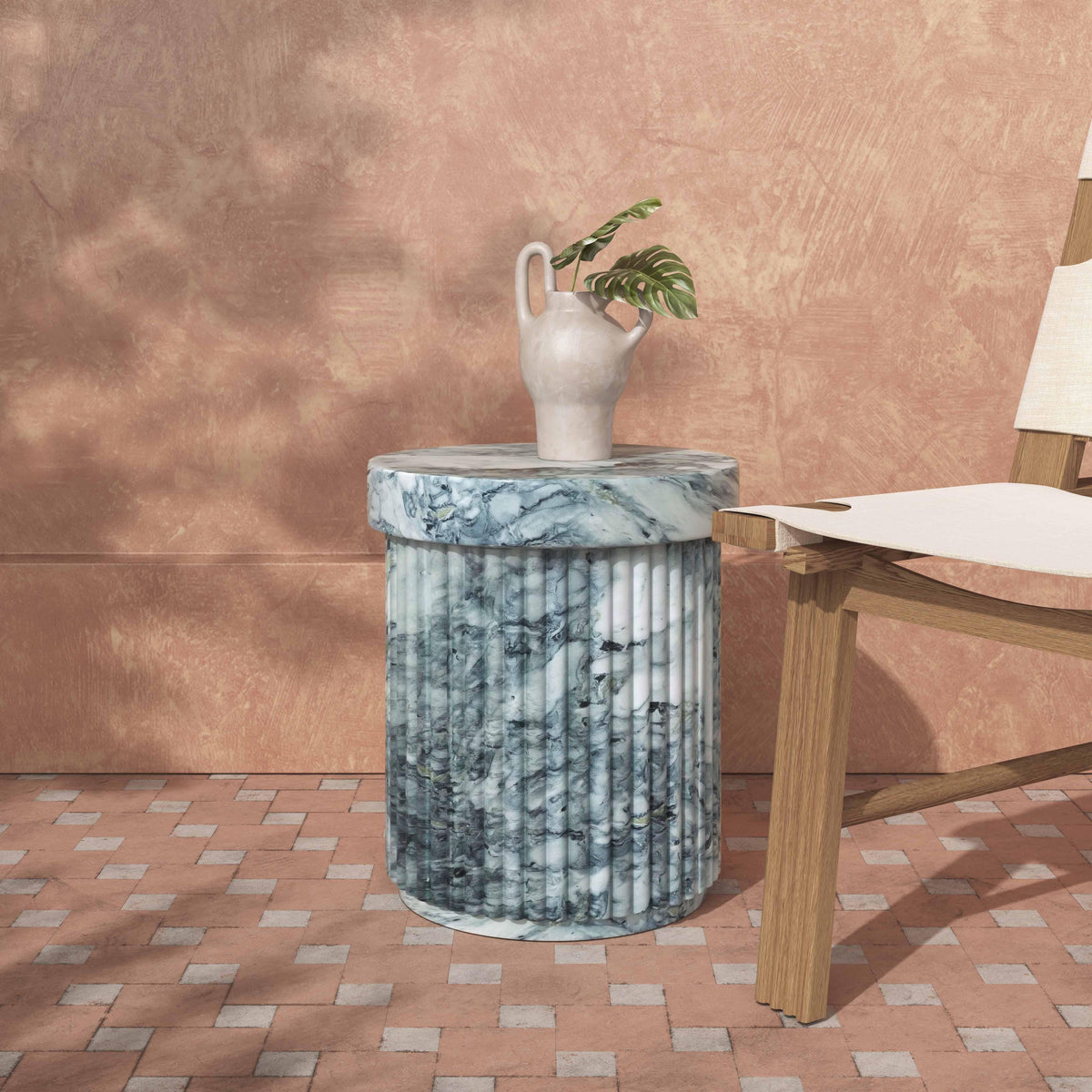Serafina Faux Marble Concrete Indoor / Outdoor Side Table