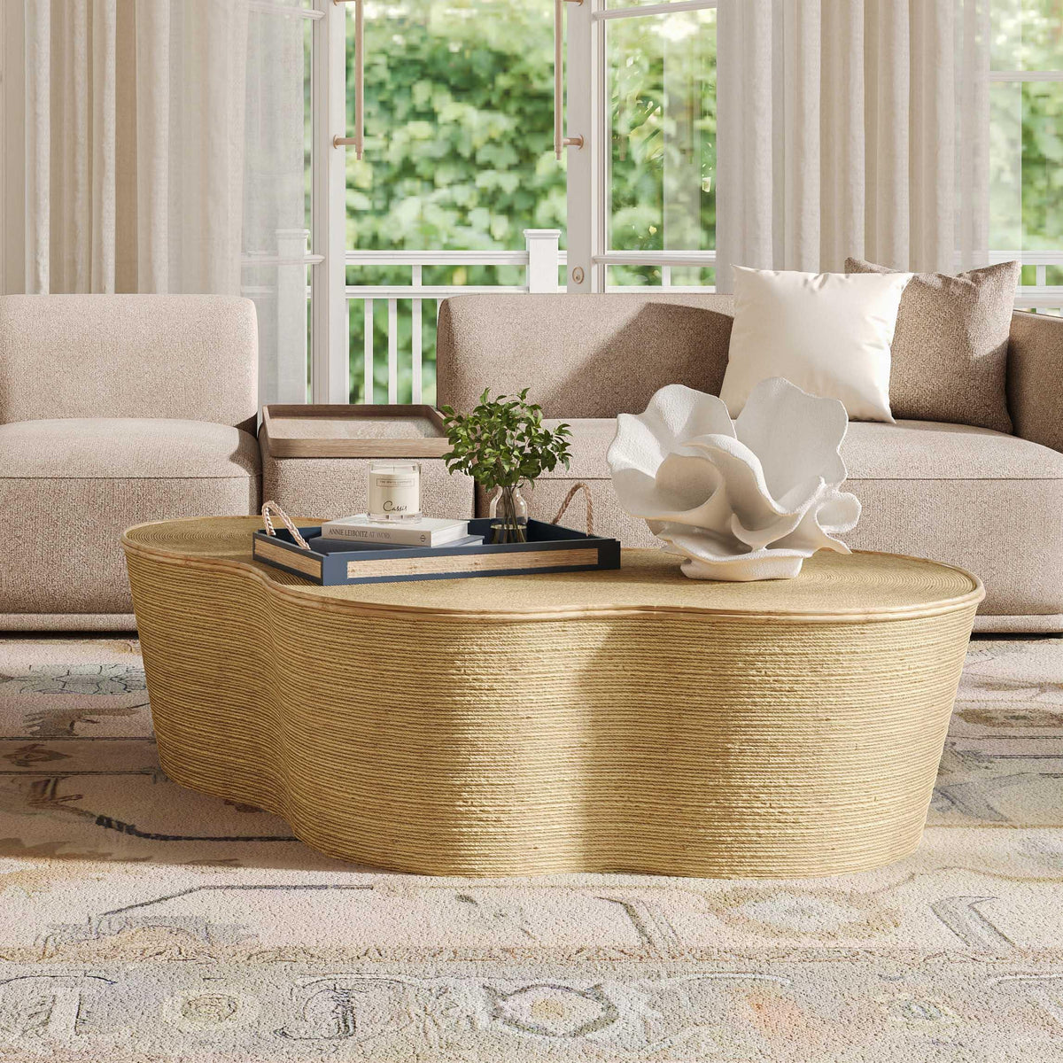 Slab 60" Natural Seagrass Coffee Table