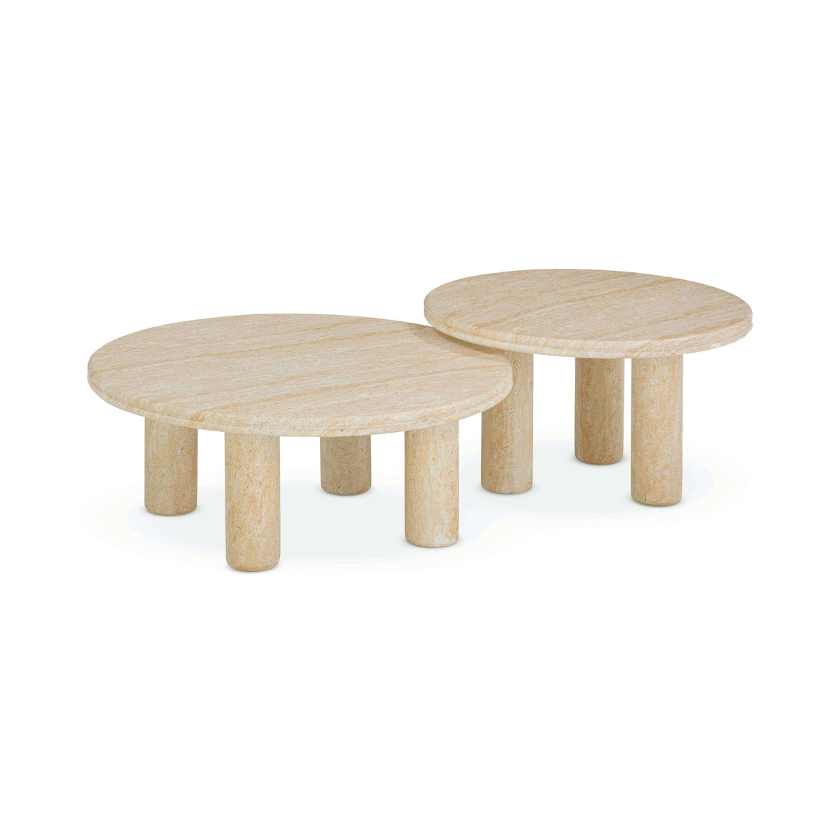 Amora 2-Piece Faux Travertine Indoor/Outdoor Nesting Accent Table Set