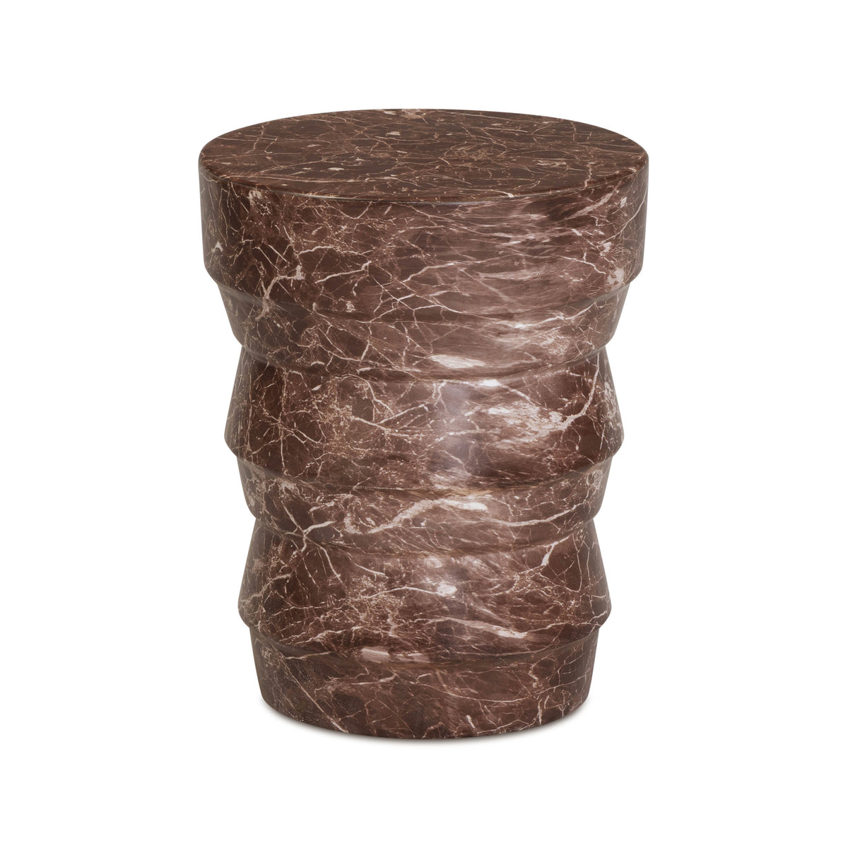 Ayon Faux Red Levanto Marble Indoor/Outdoor Concrete Side Table