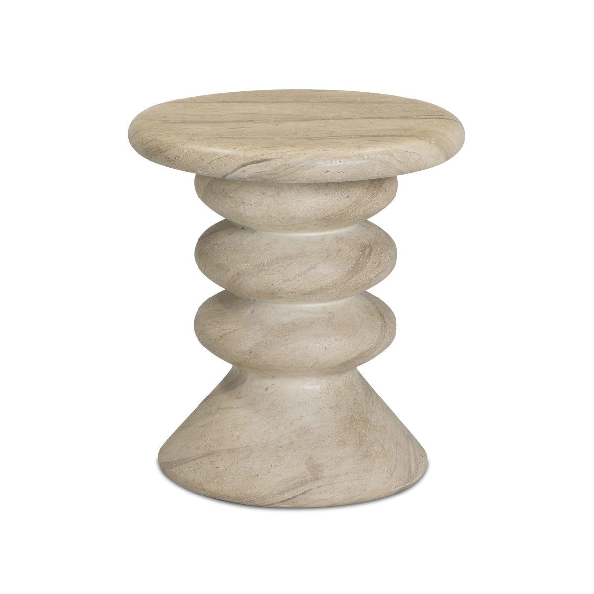 Hyre Faux Travertine Indoor/Outdoor Concrete Side Table