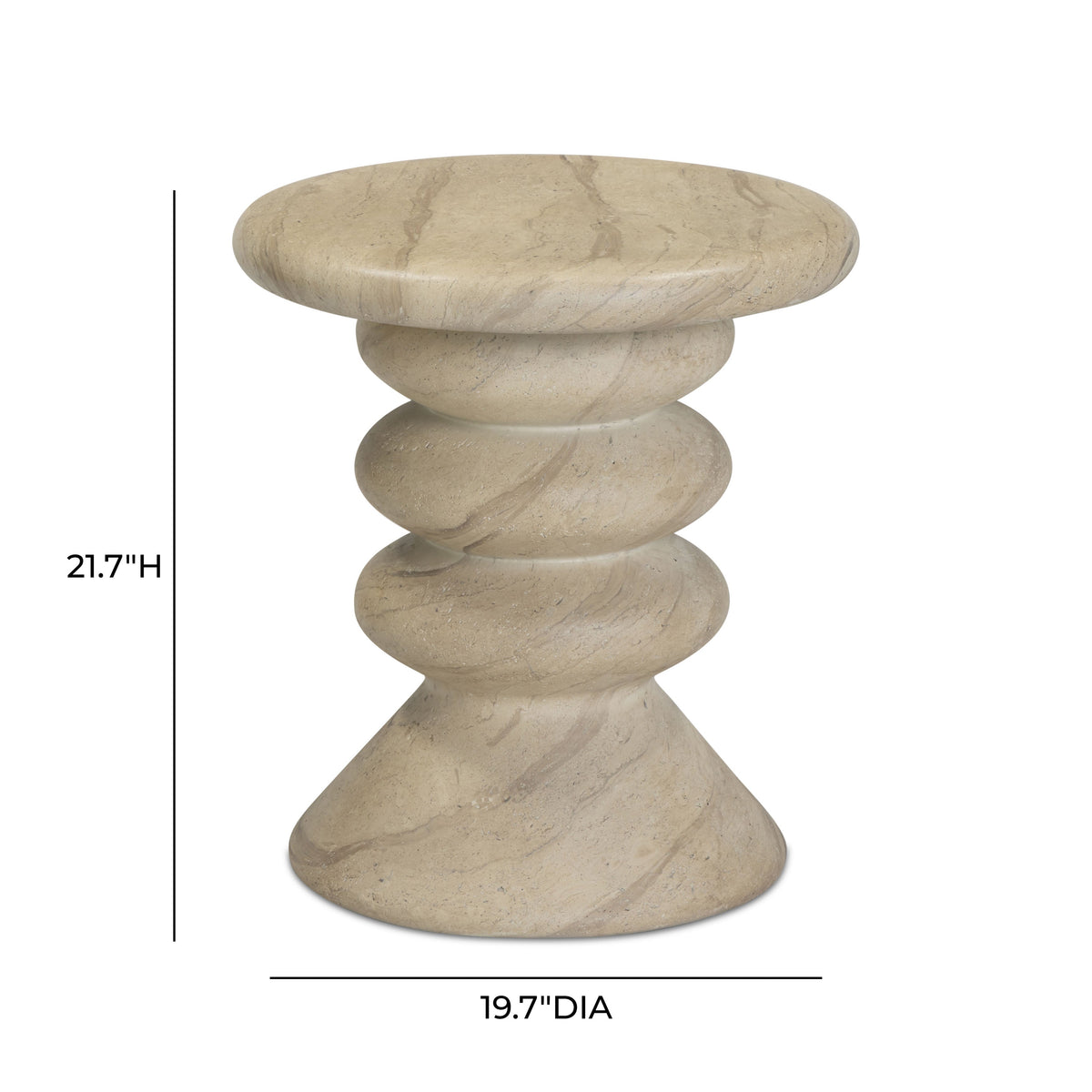 Hyre Faux Travertine Indoor/Outdoor Concrete Side Table