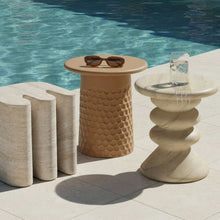 Hyre Faux Travertine Indoor/Outdoor Concrete Side Table