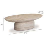 Sonia 51" Faux Travertine Indoor/Outdoor Concrete Coffee Table