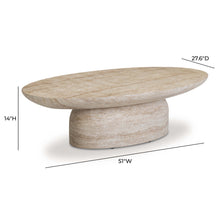 Sonia 51" Faux Travertine Indoor/Outdoor Concrete Coffee Table