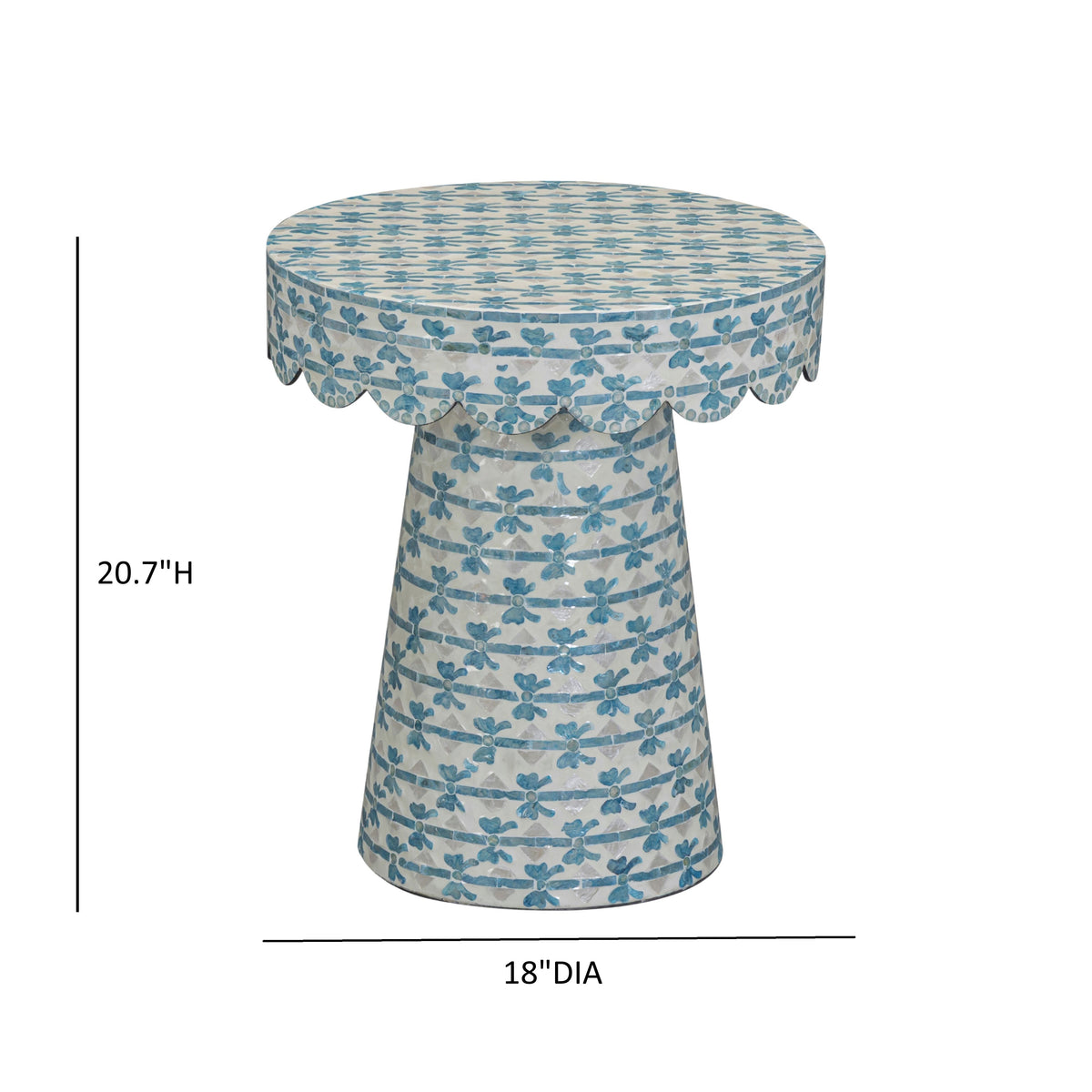 Lady Blue Ribbon Capiz Shell Round Side Table