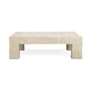 Roxanne 46" Faux Travertine Indoor/Outdoor Concrete Coffee Table