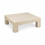 Roxanne 46" Faux Travertine Indoor/Outdoor Concrete Coffee Table
