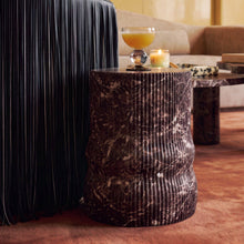 Cilla Red Faux Levanto Marble Indoor/Outdoor Concrete Side Table