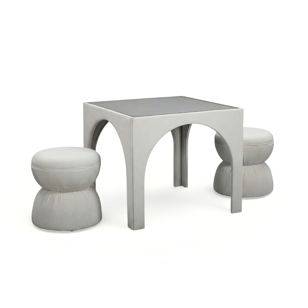 Tomlin Performance Chenille Game Table and Two Ottomans Set