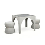 Tomlin Performance Chenille Game Table and Two Ottomans Set