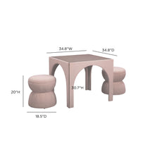 Tomlin Performance Chenille Game Table and Two Ottomans Set