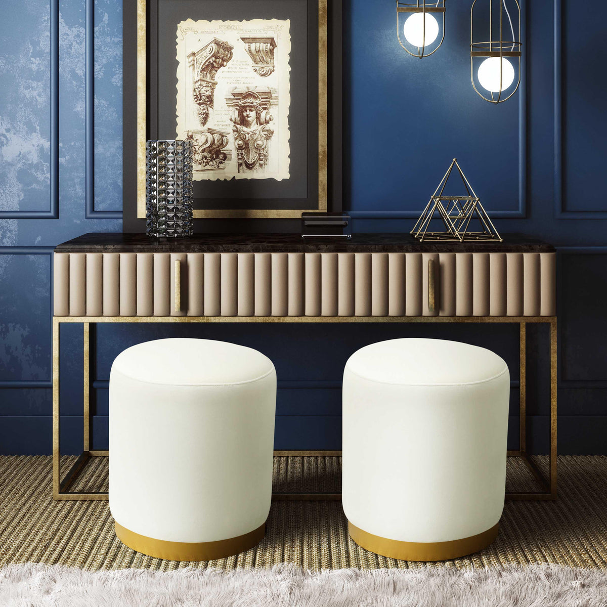Opal Performance Velvet Ottoman