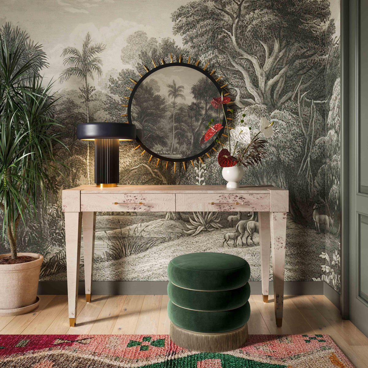 Lakka Performance Velvet Ottoman