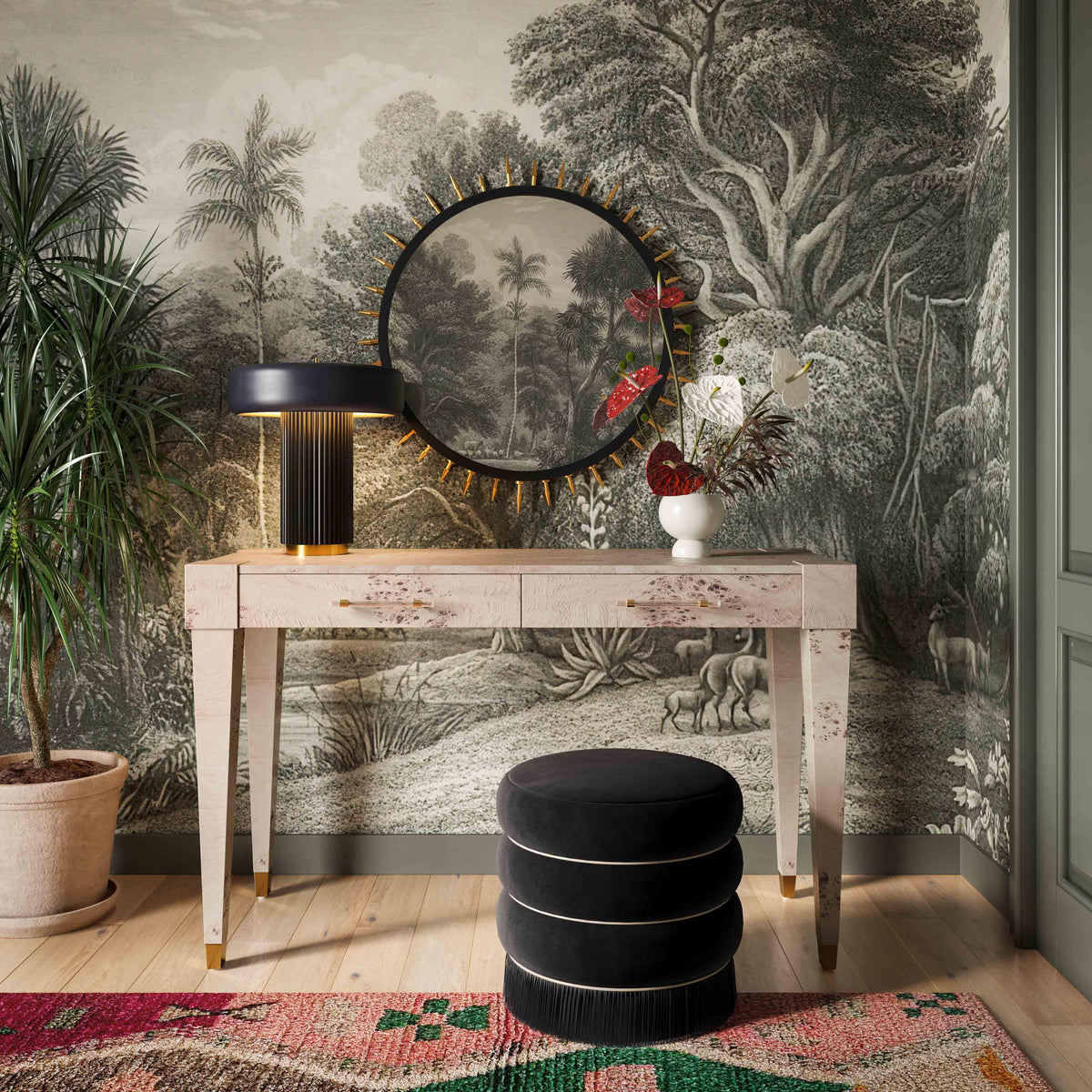 Lakka Performance Velvet Ottoman