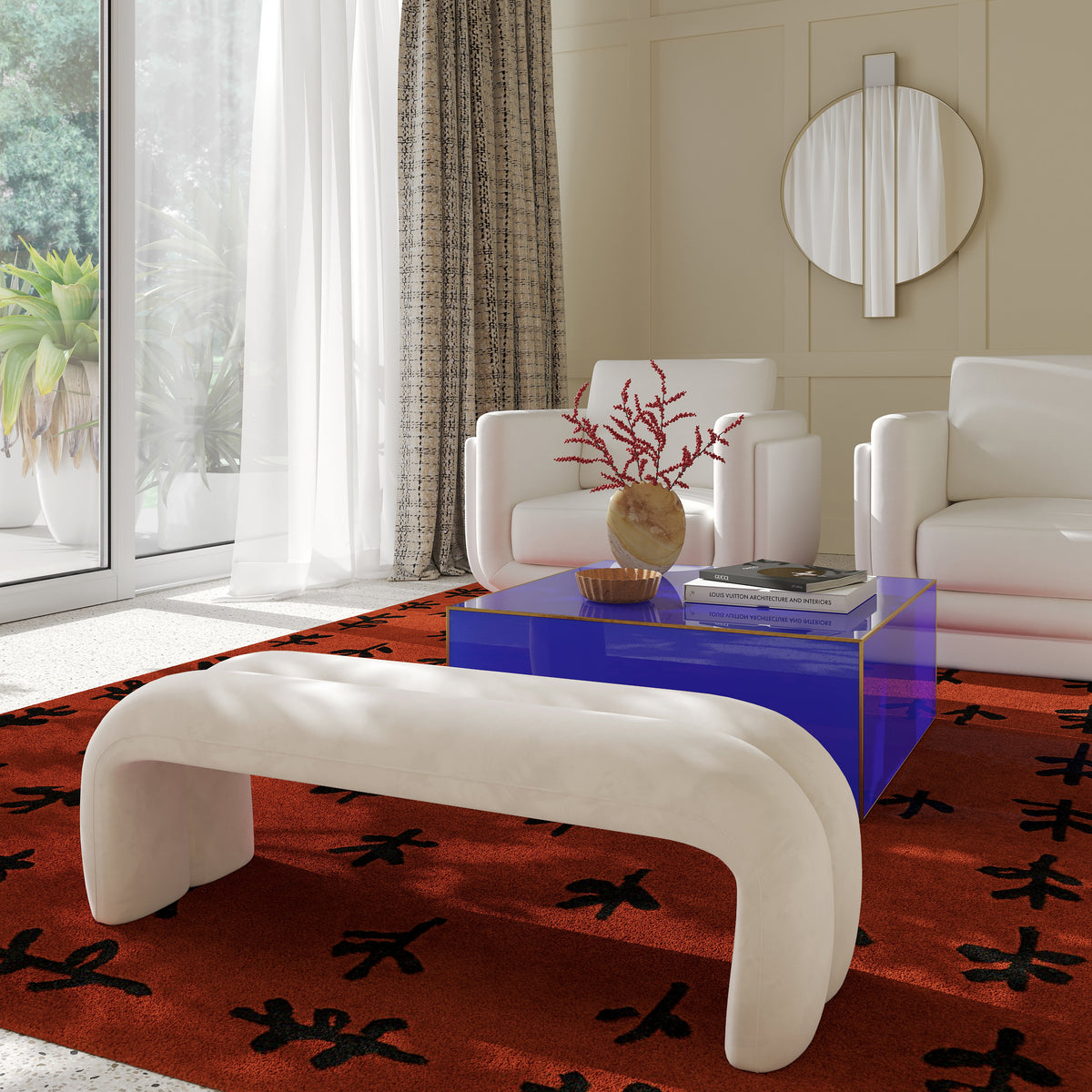Leigh 56" Performance Velvet Channeled Bench