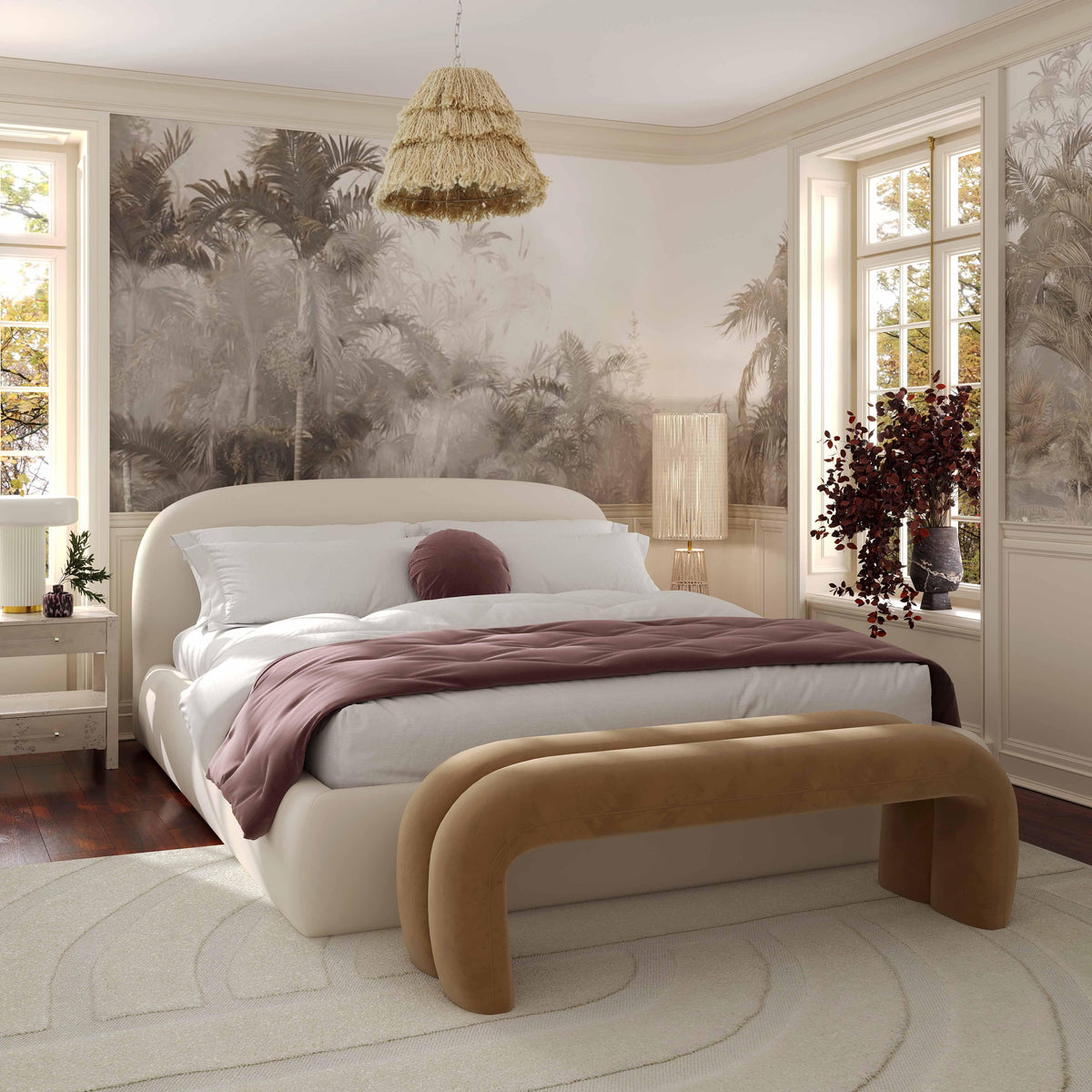 Leigh 56" Performance Velvet Channeled Bench