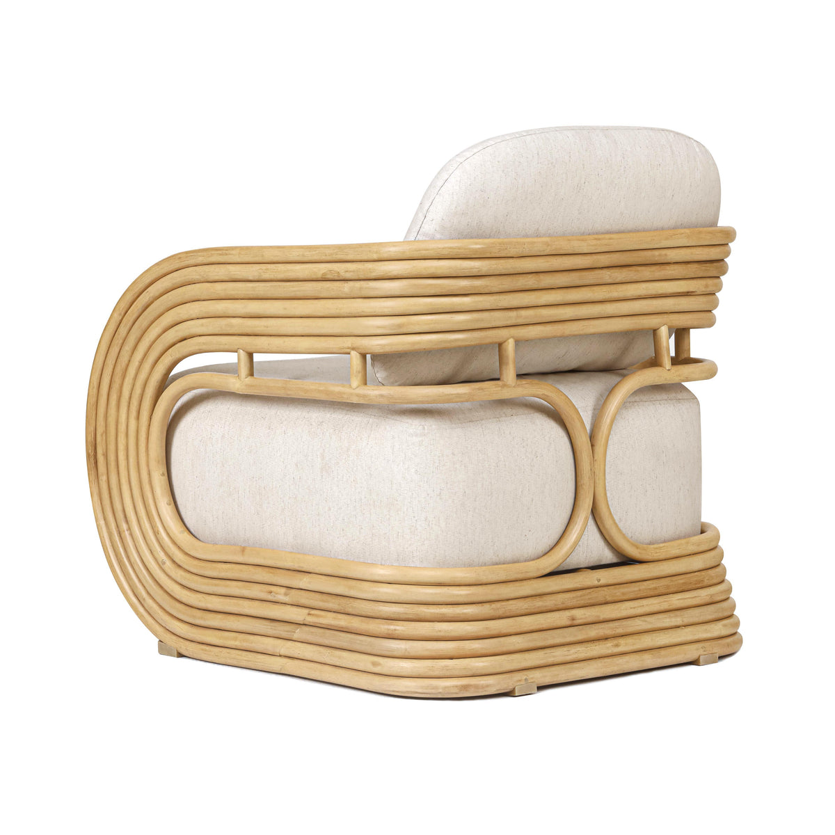 Lauretta Cream Performance Fabric and Natural Rattan Accent Chair