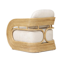 Lauretta Cream Performance Fabric and Natural Rattan Accent Chair