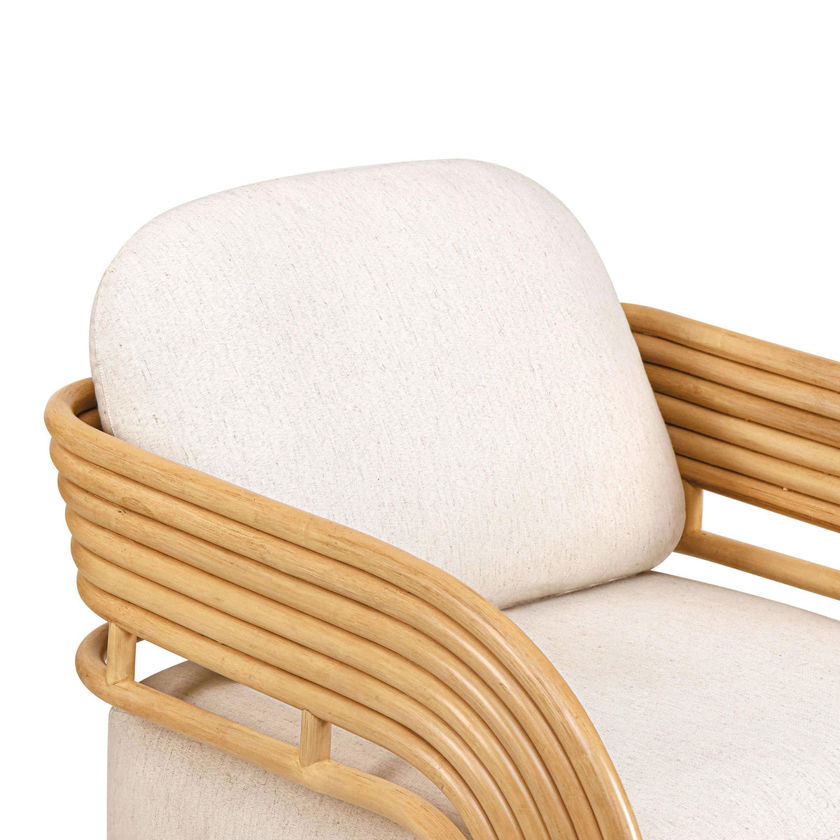 Lauretta Cream Performance Fabric and Natural Rattan Accent Chair