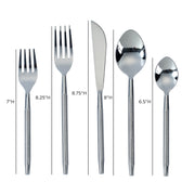 Ribbed Silver Stainless Steel Flatware - Set of 5 Pieces - Service For 1