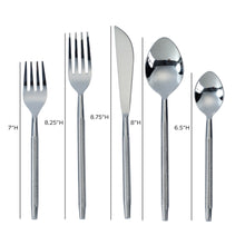Ribbed Silver Stainless Steel Flatware - Set of 5 Pieces - Service For 1