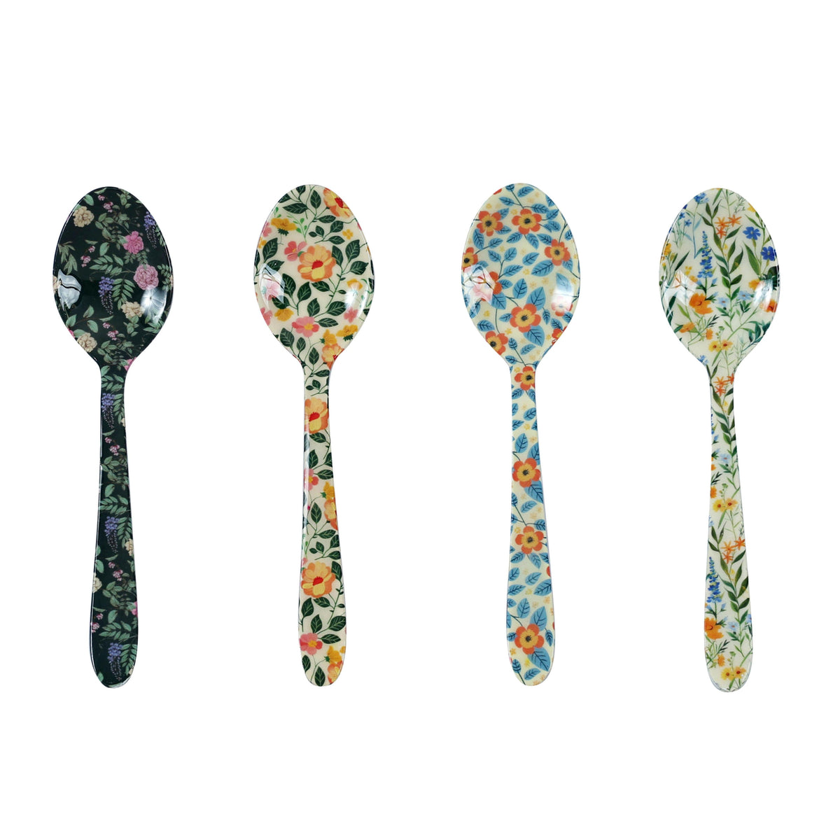 Planted Tea Spoons in Mixed Garden Prints - Set of 4