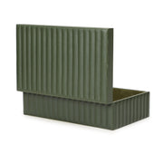 Eton Ribbed Green Vegan Leather Contract-Grade Storage Box