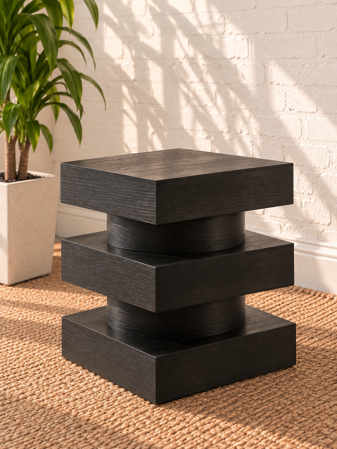 Tatum Sculptural Side Table in Charcoal