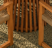 Victoria Slatted Dining Table with Four Rattan Armchairs in Warm Teak
