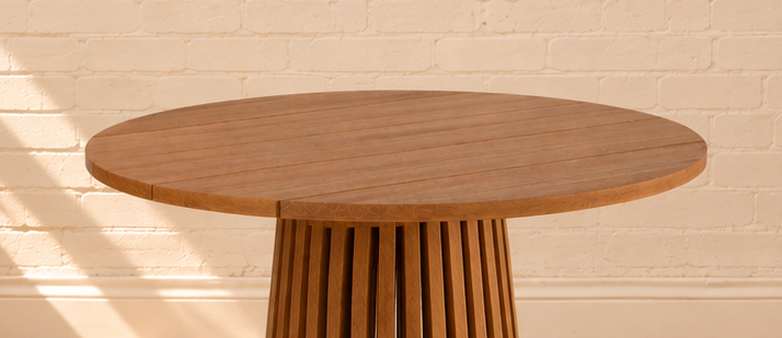 Vivian Slatted Bar Table in Warm Teak 31 Inches