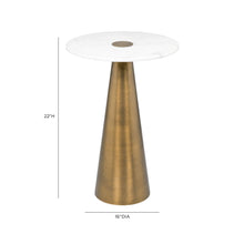 Clement Antique Brass Side Table with White Marble