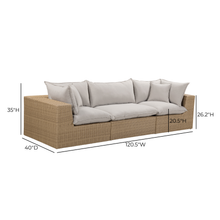 Cali 120" Performance Fabric & Wicker Outdoor Sofa