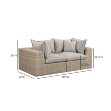 Cali 80" Performance Fabric & Wicker Outdoor Loveseat